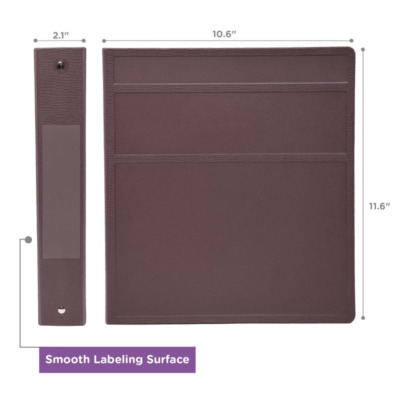Carstens 1.5-Inch Heavy Duty 3-Ring Binder - Side Opening, Plum, Durable Plastic, Precision No-Gap Rings, Waterproof Covers, No Pockets, Holds 250 Letter-Size Sheets, BPA-Free, Made in USA (2044-3R) - Image 3